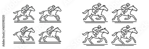 Horse racing vector illustration showcasing jockeys in action