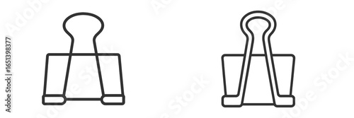 Minimalist vector illustration of office supplies with binder clips