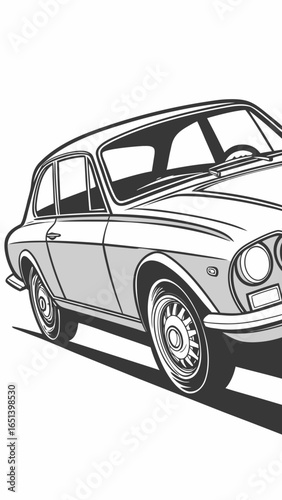 Vintage car side view illustration automobile classic