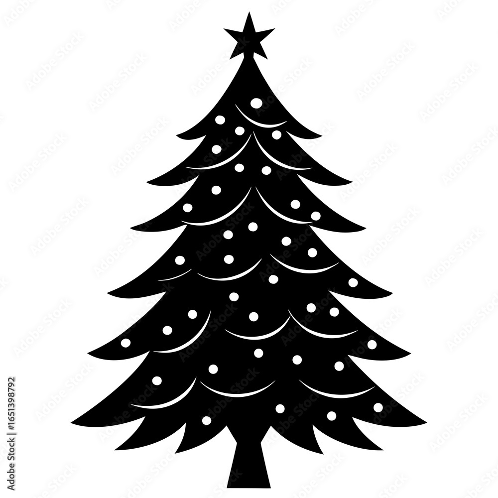 Fototapeta premium Pine tree silhouette isolated on white