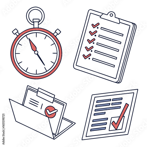Time management productivity efficiency checklist and task management for business success concept design