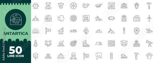 Antartica Line Editable Icons set. Vector illustration in modern thin line style of Antartica icons: nature, ocean, north, etc