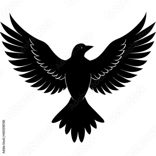 Eagle silhouette flying with wings spread