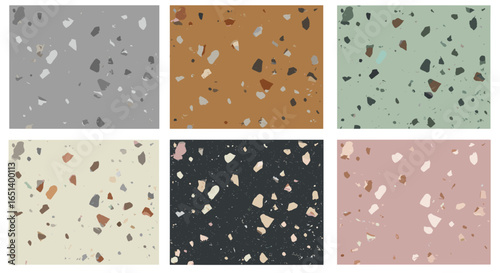 Modern Terrazzo Patterns Vibrant Colorful Chips Abstract Contemporary Surface Texture Designs Isolated on Transparent Background