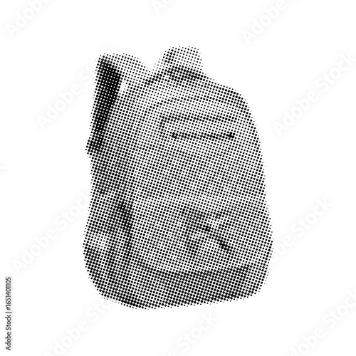 School bag with retro halftone effect,trendy collage element,education concept