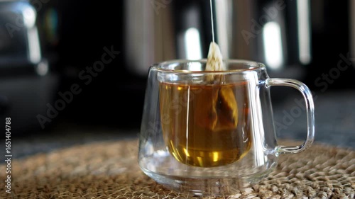 A tea bag tea glass, Hot delicious drinks