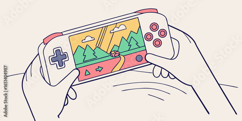 Enjoying a modern handheld game console with vibrant graphics and fun gameplay