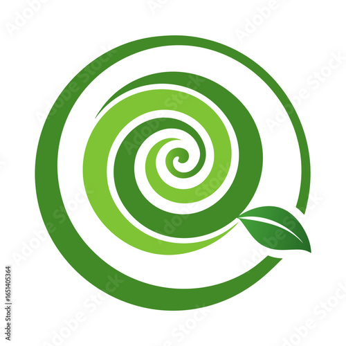 Abstract geometric spiral symbolizing harmony between humans and nature, suitable for green technology, clean energy, and climate action visuals