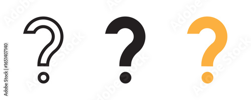 Question mark icon set. Ask, question, quiz, issue, matter symbol. Vector illustration. Editable stroke. Flat design. Icons for infographic, apps, business.