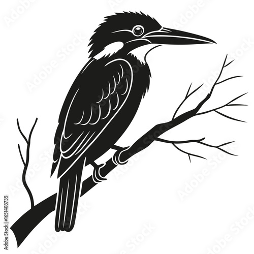 Kingfisher Silhouette for logo, t-shirt, tattoo, cards design