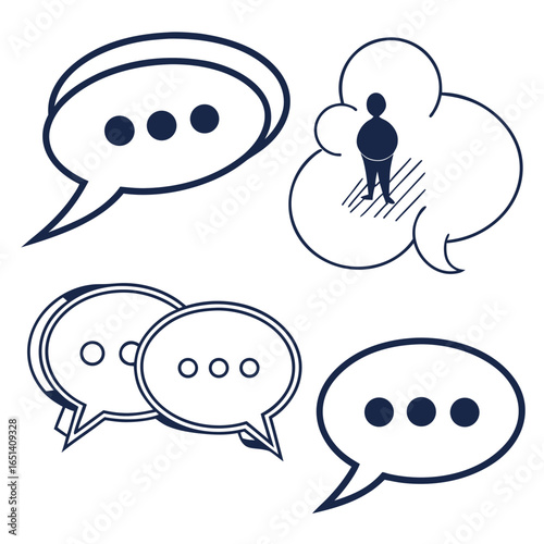 Vector graphic of communication bubbles for social media and online conversation with person icon design