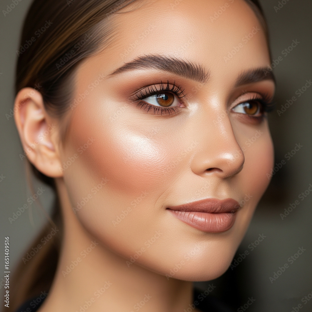 Fototapeta premium Sophisticated glow with earthy nude makeup
