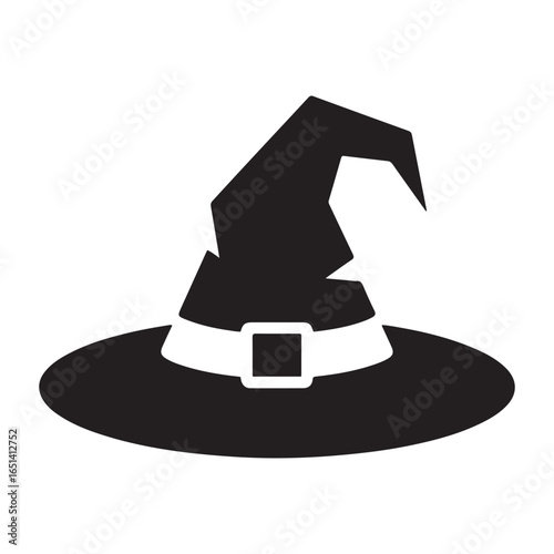 Witch hat halloween icon black silhouette design. Vector black silhouette. with white background