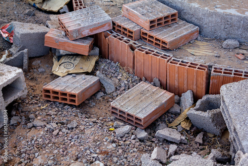 pile of bricks on the ground