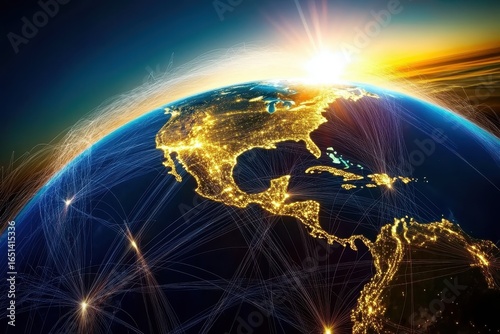 Sunrise over north america from space