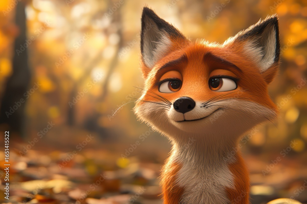 Obraz premium Goofy Fox in Autumn Forest