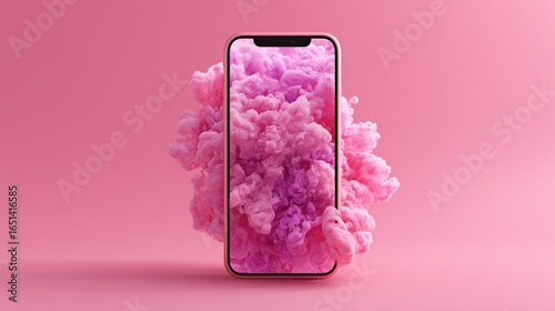smartphone, isolated on pink