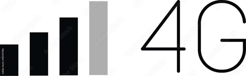 Mobile Network 4G Signal Icon Vector Illustration Isolated on Transparent Background Mobile Network 4G Signal Icon Vector Illustration Isolated on Transparent Background