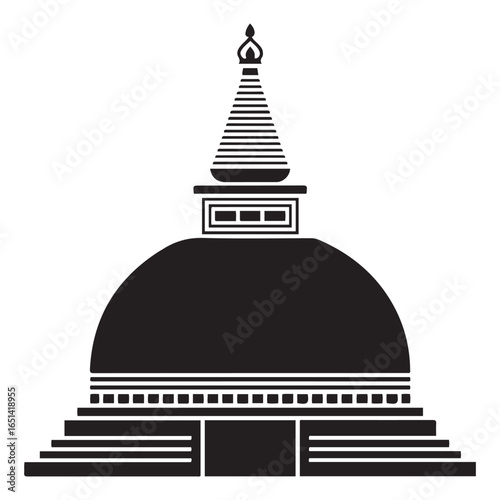 Sri lankan stupa buddhist temple icon symbol. Vector black silhouette. with white background