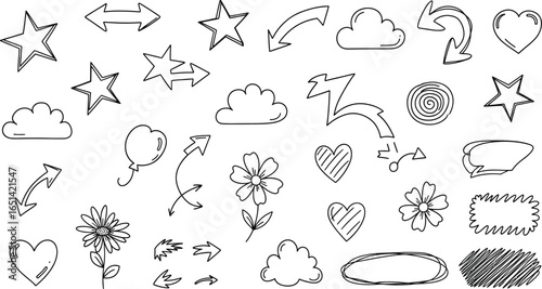 Sketchy Arrows, Hearts, and Decorative Shapes