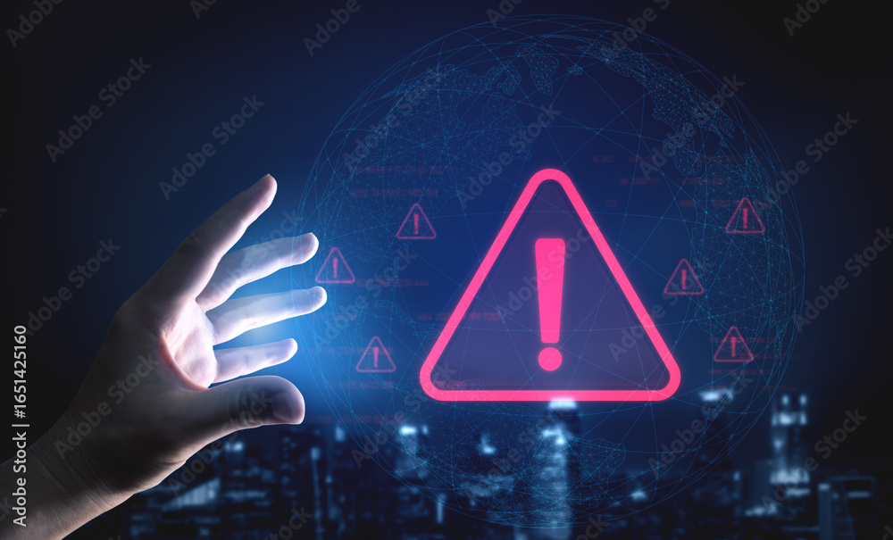 custom made wallpaper toronto digitalCybersecurity alert warning showing red cyber for data breach, network threat, and cyber security system vulnerability with emphasis on security risk, caution, digital protection Vouch