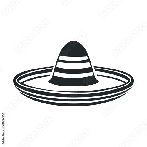 Traditional mexican sombrero icon with bold stripes