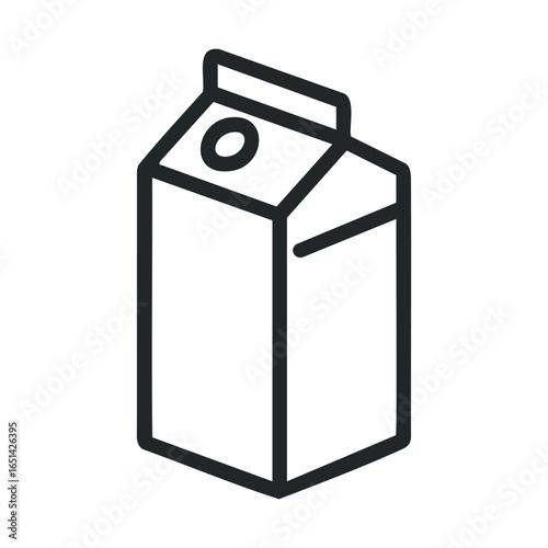 Minimalist black and white milk carton icon illustration