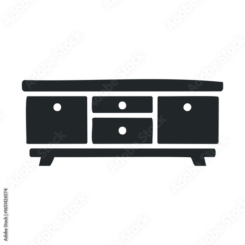 Black wooden sideboard with drawers and cabinets minimalist design