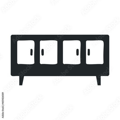 Minimalist black sideboard with four doors