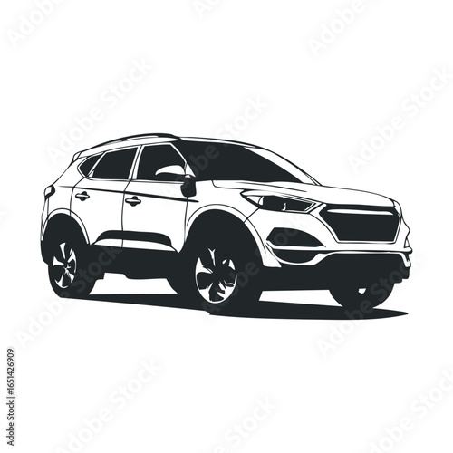 Stylish suv: sleek black and white car illustration in profile view