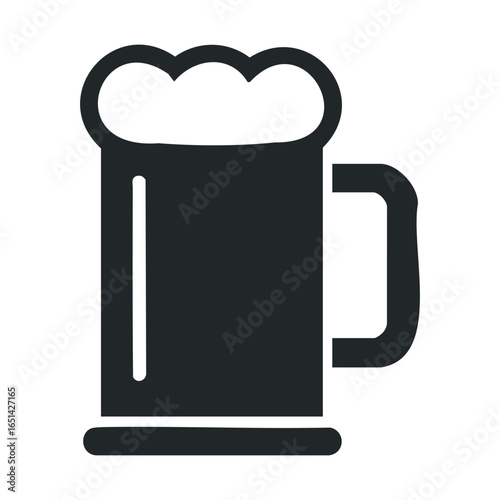 Silhouette of a beer mug with foam icon in black and white