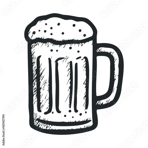 Hand-drawn sketch of a beer mug with foam on top