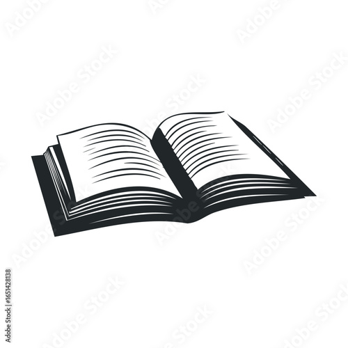 Illustration of an open book with black and white pages