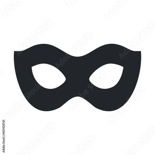 Minimalist black mask icon for disguise and secrecy themes