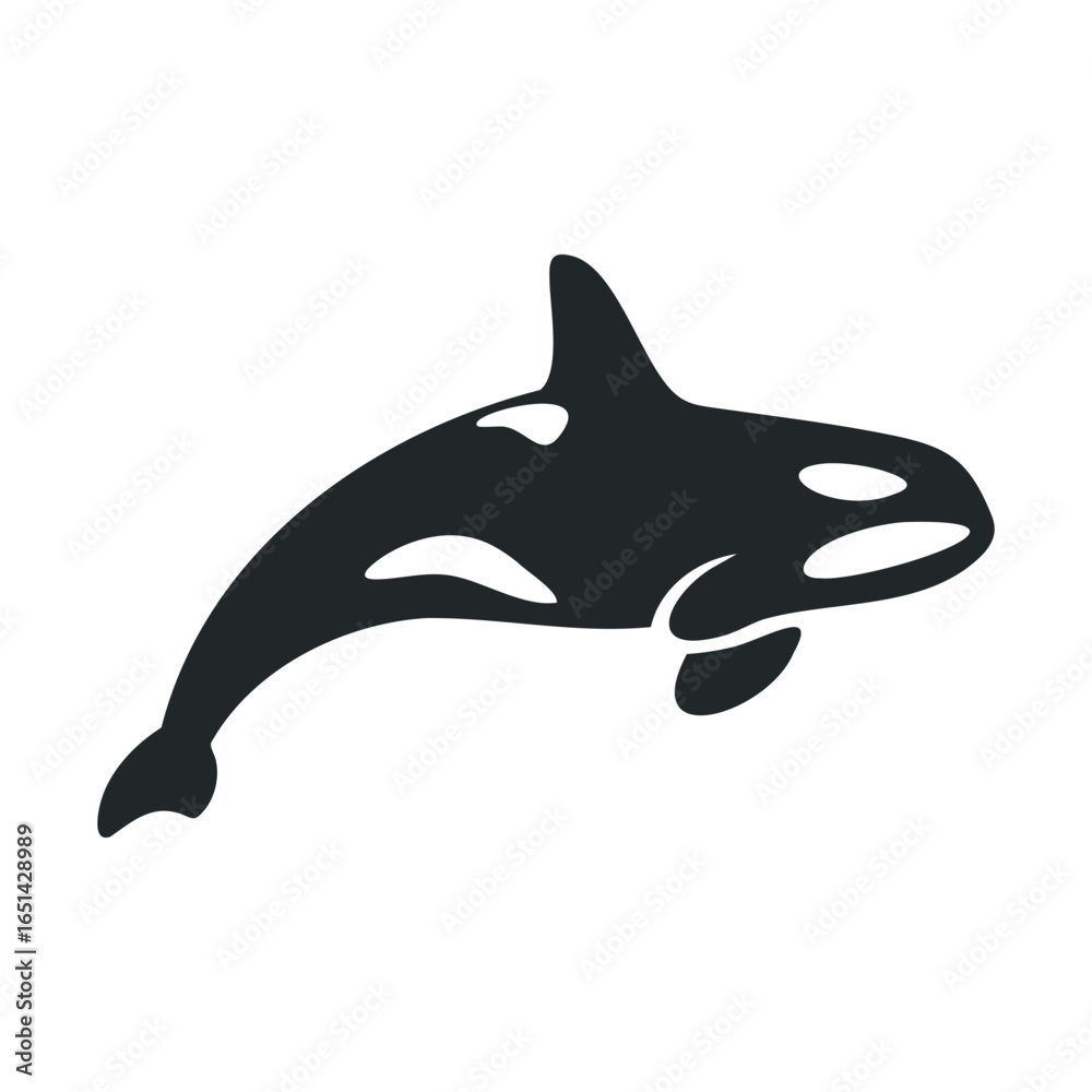Fototapeta premium Silhouette of orca whale swimming in ocean waters