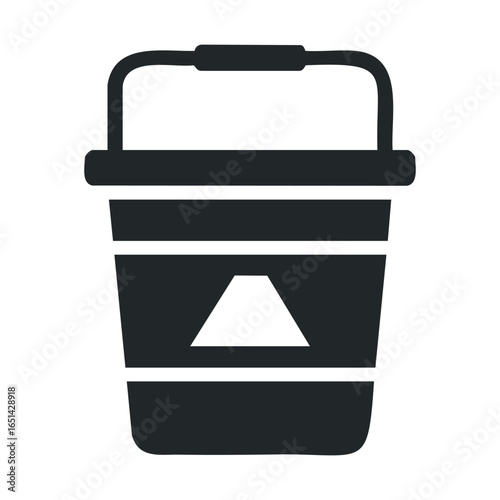 Black minimalist paint bucket icon with lid design