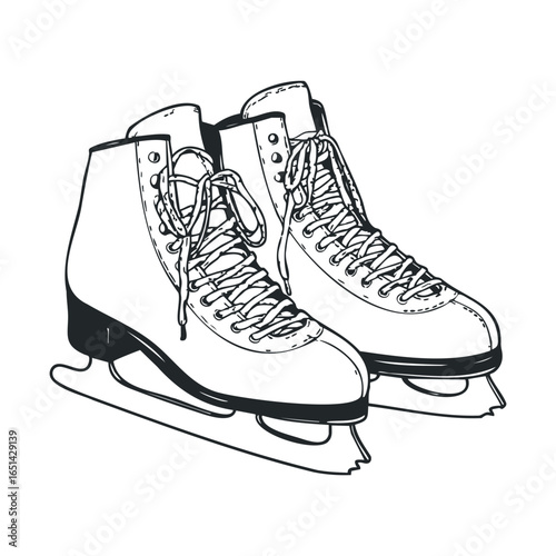 Classic pair of ice skates with laces for figure skating enthusiasts