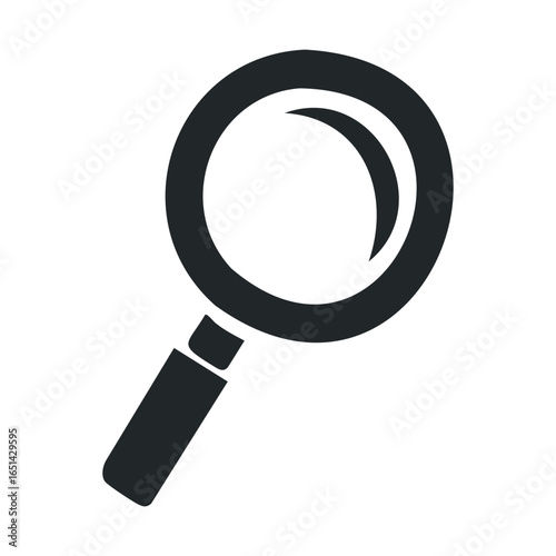 Simple black magnifying glass icon isolated on white background