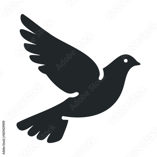 Wallpaper Mural Black silhouette of a dove in flight Torontodigital.ca