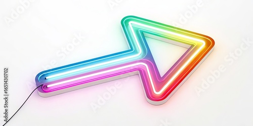 Rainbow Neon Arrow 3D Render, Gradient Color, Directional Concept, Light Sign Neon sign, arrow sign