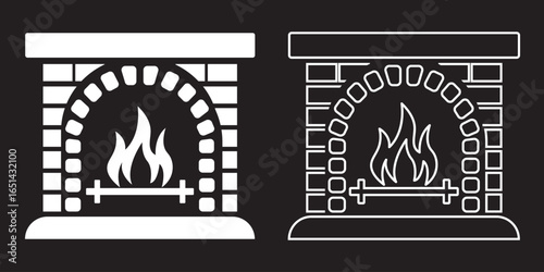 fireplace vector icon set