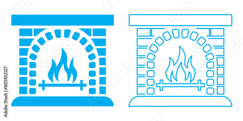 fireplace vector icon set