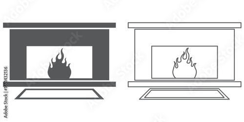 fireplace vector icon set