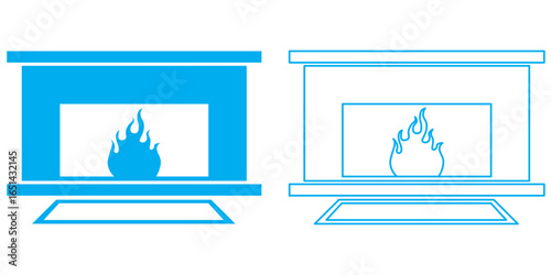 fireplace vector icon set