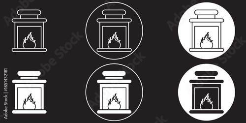 fireplace icon on transparent background