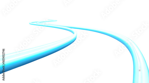 A bright, flowing blue light path curves through a luminous white expanse, suggesting forward motion and possibility.
