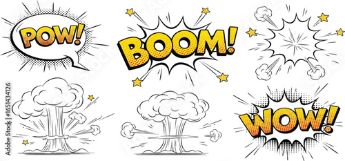 Pop Art Comic Bubbles and Dynamic Bursts

