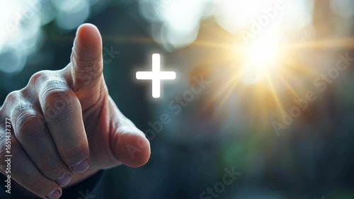 Adding Value:  A Hand Points Towards a Bright Plus Sign, Symbolizing Growth, Progress, and Positive Change.
