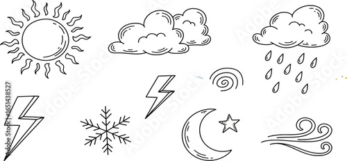 Hand-Drawn Weather Icons Set

