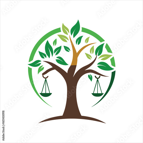 Elegant Lawyer Tree Logo Vector Art Illustration